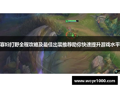 寡妇打野全程攻略及最佳出装推荐助你快速提升游戏水平